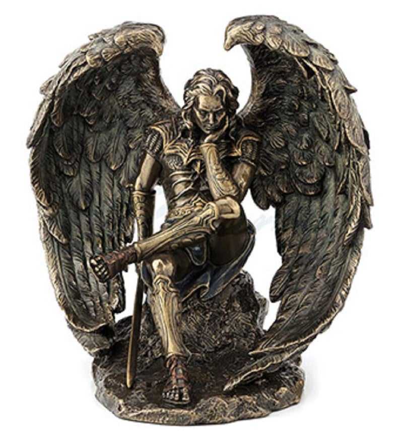 US 6.5" Cold Cast Bronze Color Lucifer The Fallen Angel Figurine Statue - Image 2